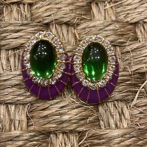Elegant Green and Purple Gemstone Earrings